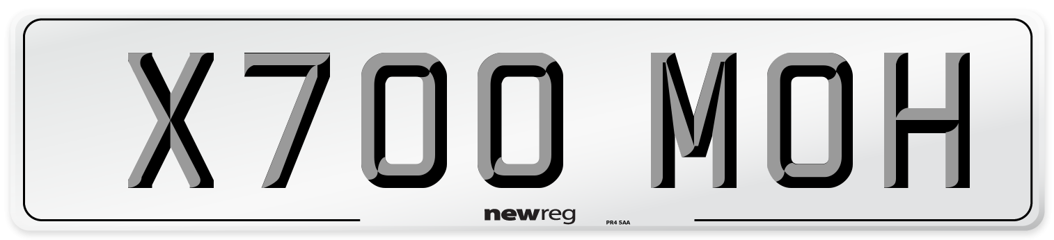 X700 MOH Number Plate from New Reg